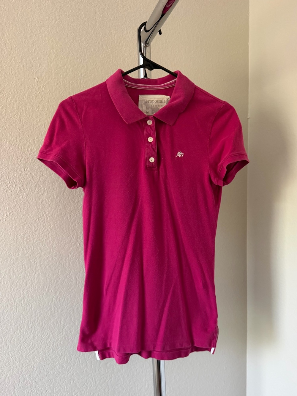 Aeropostale Women's Bright Fuchsia Polo Top